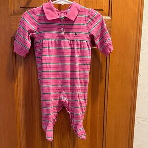 Ralph Lauren Pink Striped Kids Footie